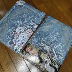 【昭和レトロ】四ツ葉　アンサンブル　ふとん地　青系