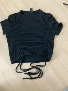 SHEIN ドローストリングサイドTシャツ ブラックS