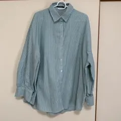 OFALO 緑と白のストライプ長袖シャツ