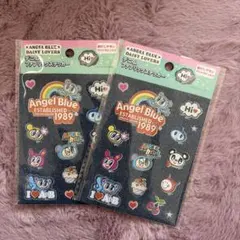 エンジェルブルー デニムファブリックステッカーセリア　平成 レトロ　ナカムラくん