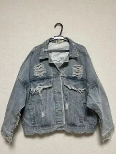 ダメージ加工 デニムジャケット グレー - メルカリ