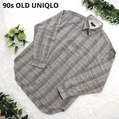 90s OLD UNIQLO　ユニクロ　チェックシャツ　紺タグ　綿100％
