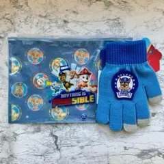 ✨新品未使用✨パウパトロール ライトブルー　子供用毛糸の手袋 5本指 防寒のサムネイル