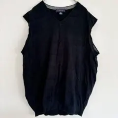 ROUND TREE&YORK 黒 Vネック ベスト M 紳士 ニット 秋冬