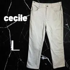 美品✨【cecile】ハイライズストレートデニム　ウエストゴム　伸縮性　グレーLのサムネイル