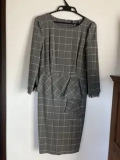 JUSGLITTY グレー系チェック ひざ丈ワンピース サイズ1