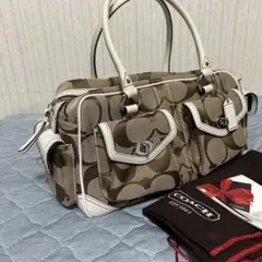 美品❕COACH コーチ ミニボストン バッグ サッチェル （大）6232 白