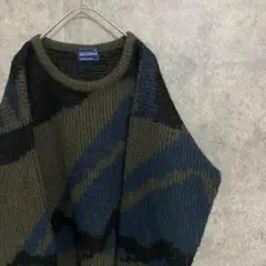 90S vintage 総柄ニット　アクリル　メンズ 古着　個性派　B4