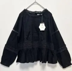 mystic ミスティック　レースブラウス　長袖　ブラック　新品タグ付き