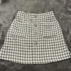 emsexcite ベージュ千鳥柄インパン付きタイトスカート