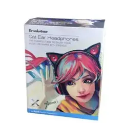 Brookstone猫耳ヘッドホン/ ゲーミング/ヘッドサイン入LEDライト点灯