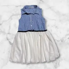 ZARA Donkey Jossy ワンピース　切替　130 ブルー/ホワイト