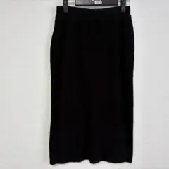 ユニクロ　ブラックリブタイトロングスカート ウエストゴム両ポケ有　M