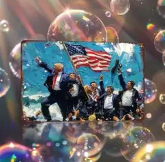 トランプ大統領〜歓喜の叫び／ブリキ看板