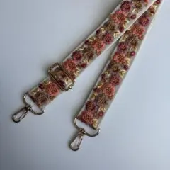 ハンドメイド　インド刺繍リボンスマホショルダー　ストラップ　花柄