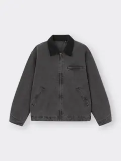 新品タグ付き GU ウォッシュドコットンワークジャケット ダークグレー S