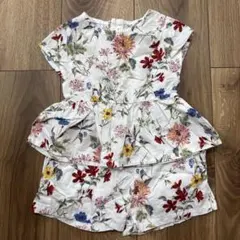 プティマイン　花柄 ペプラムトップス ショートパンツ セットアップ　80㎝のサムネイル
