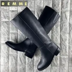 新品/EU37 REMME レメ ロングブーツ チャンキーヒール サイドジップ