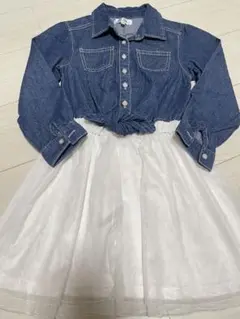 ★SOMETHING EDWIN デニムシフォン切り替えワンピース★