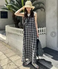 Kastane チェック柄 キャミワンピース ロング丈
