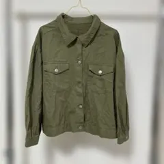 オリーブ色 ミリタリージャケットシャツ