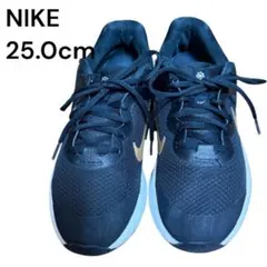 【洗濯済】NIKE スニーカー ブラック/ゴールド 25.0レボリューション6