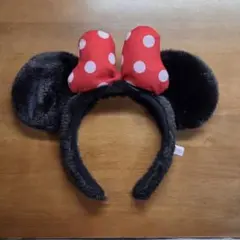 ミニーマウス カチューシャ 黒と赤のドット