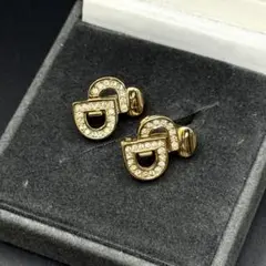 美品✨Dior イヤリング CD ロゴ ラインストーン 刻印 ゴールド