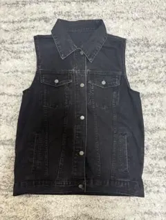 ブラックデニムノースリーブジャケット