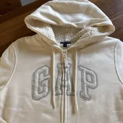 GAP 裏ボアフード付きジップパーカー　ホワイト　Mサイズ