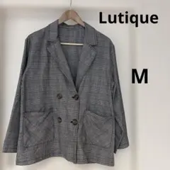 ルティーク　テーラードジャケット　チェック　総柄　大きめ【Mサイズ】