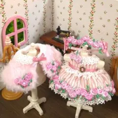 小薔薇いっぱい♪ふわふわケープ＆ワンピース♡女の子サイズ♡メルカリ便♪