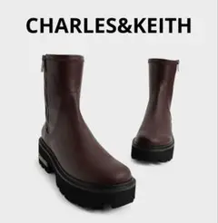 美品⭐︎CHARLES&KEITHダークブラウン厚底ブーツ 24.5 定番