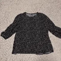 【美品】ZARA ドット柄 七分袖ブラウス 黒 レーヨン　ザラ
