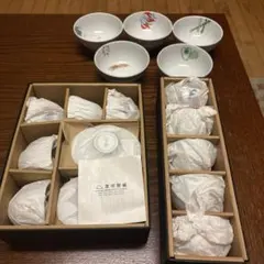深川製磁 六歌仙 茶托付 茶碗揃 水引草 仙茶碗 野菜絵柄 小鉢 まとめ売り