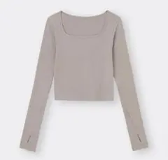 GU ストレッチリブクロップドＴ　12分丈　グレー　✳︎２枚セット✳︎