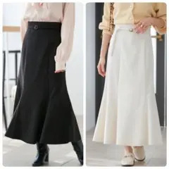 VIS【洗える・防シワ】美easy裏起毛マーメイドスカート 2枚セット　Sサイズ