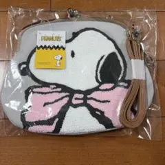 スヌーピー がま口ポーチ ポシェット グレー