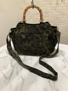 1274 大きめヒョウ柄デニムリメイクバック ハンドメイド ショルダー