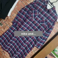 美品 niko and… ニコアンド チェックシャツロングワンピース レディース