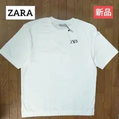 ZARA　新品タグ付き　Tシャツ　L　白色綿　100％