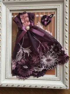 パープル花柄刺繍ドレスセット