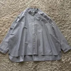 美品✨ヴェリテクール Veritecoeur コットンノーカラーシャツ グレー 