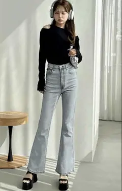 タグ付き 新品未使用 GRL グレイル フリージアハイウエストフレアデニムパンツ