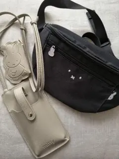 ミッフィー ボディバッグ　ウエストポーチ 　リンネル　スマホショルダー2点セット