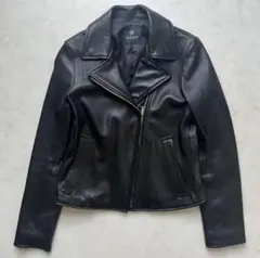 【美品】ナノユニバース ダブルライダースジャケット ラムレザー ブラック