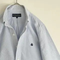 【希少人気刺繍ロゴ◆着用感の少ない美品】ブルックスブラザーズストライプBDシャツ