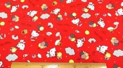 ハローキティ,生地幅109cm×長さ100cm、赤