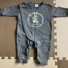 ピーターラビット ロンパース 80 グレー ベビー服 赤ちゃん ※ボタン欠品あり