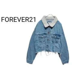 ボア襟デニムジャケット　Gジャン　ライトブルー　ダメージ加工　クロップド丈